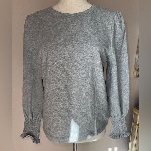 NWT Oat New York gray sweatshirt with smocked cuffs and puff sleeves Sam - Picture 8 of 8